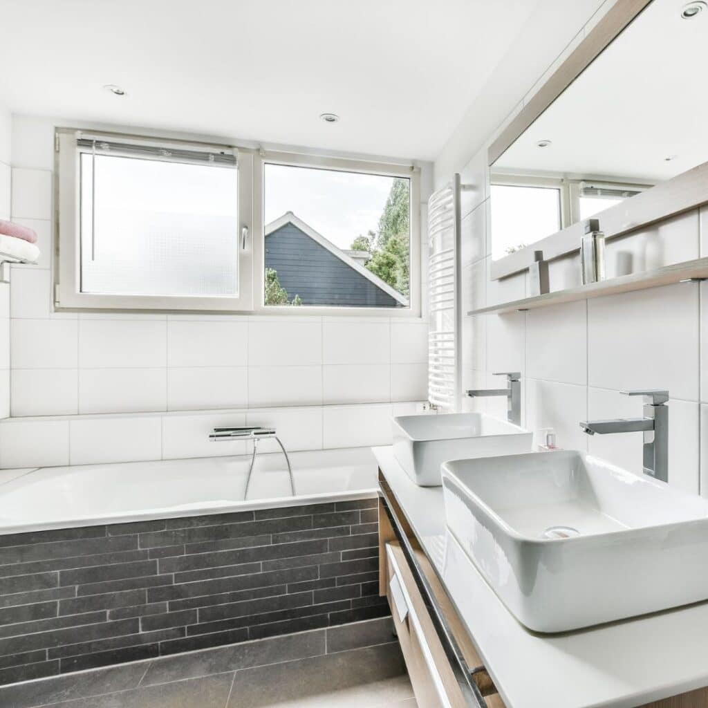 Modern bathroom remodel by Fateh Plumbing & Electric in Brampton.