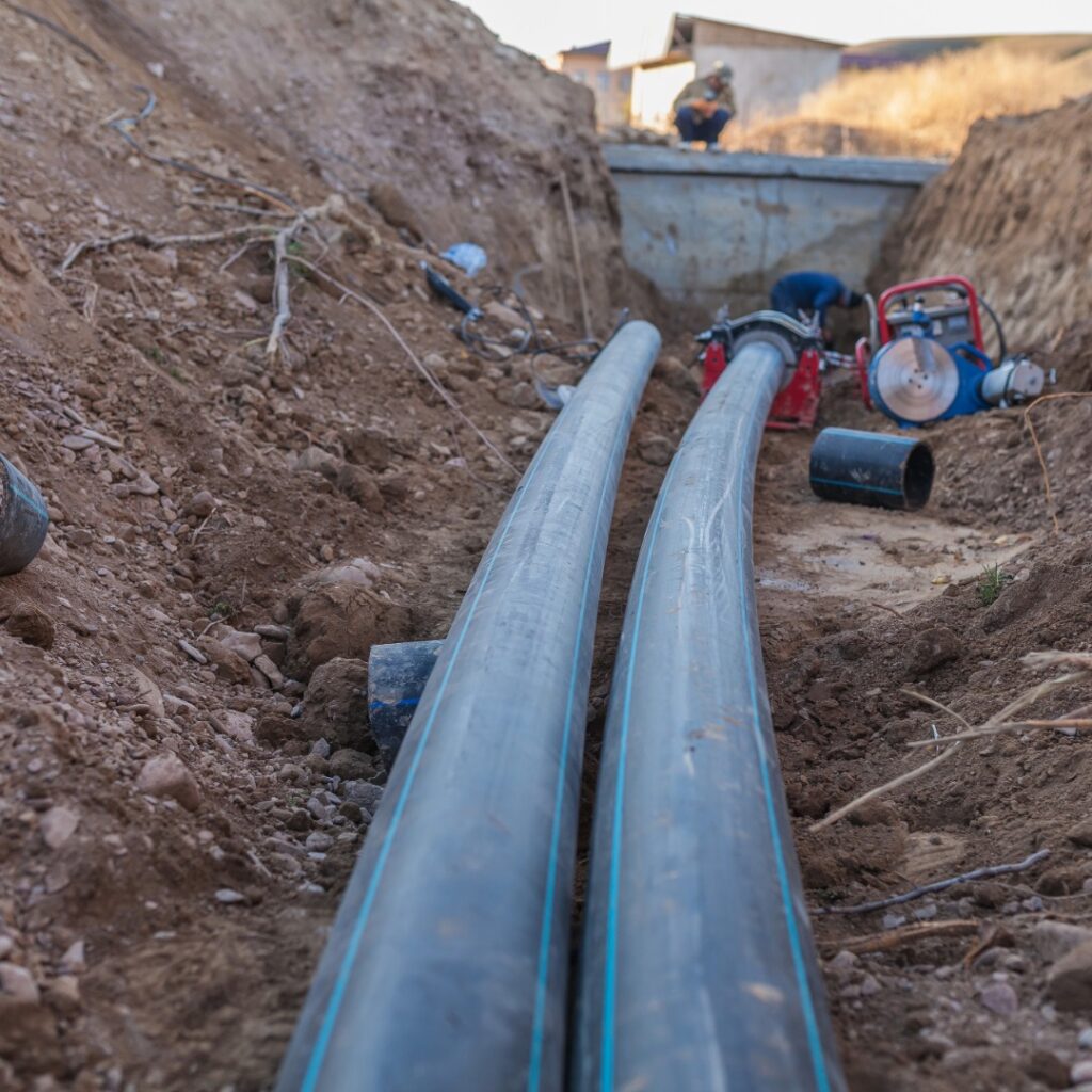 Sewage Line Inspection - using a plumbing camera to locate blockages and damage inside underground pipes.